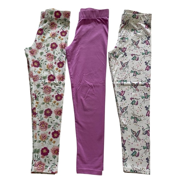 Bundle of 3 Cynthia Rowley Girls Leggings Size Medium (7/8) Floral Unicorn Print - Picture 1 of 10